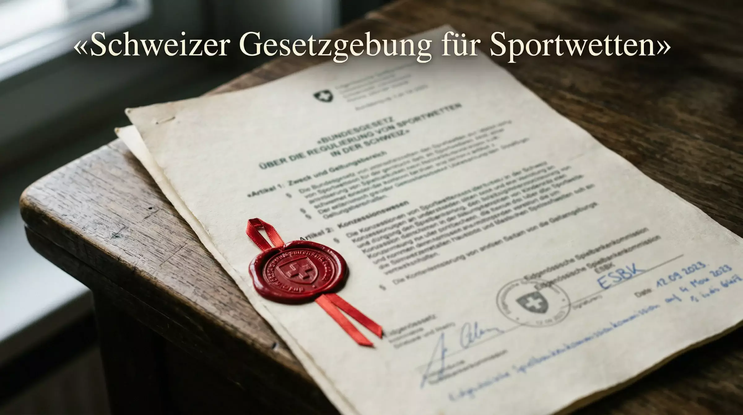 Offizielles Schweizer Gesetzesdokument mit rotem Siegel