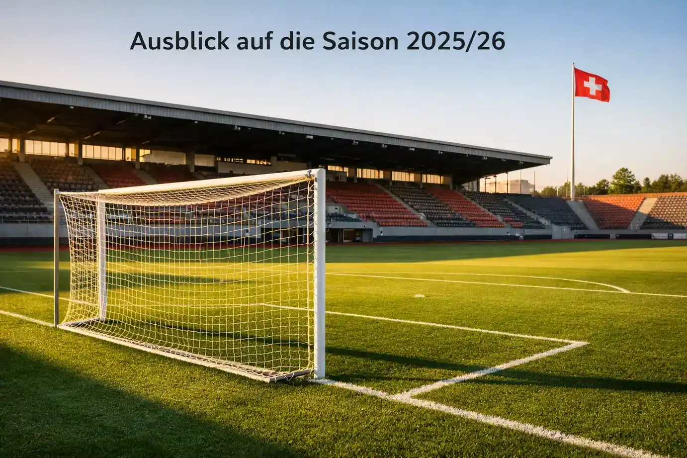 Leeres Fussballfeld im Schweizer Stadion vor Saisonbeginn
